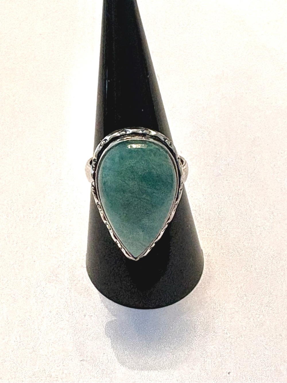 Beautiful, 1 inch, 925 marked  Amazonite ring size 9